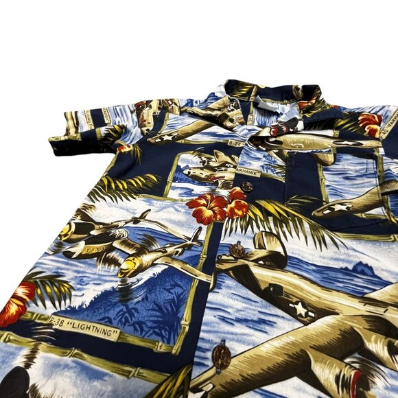 Boys  WWII Aircraft‎ Aloha Hawaiian Shirt Size 4 RLC Made in Hawaii USA - Picture 4 of 7